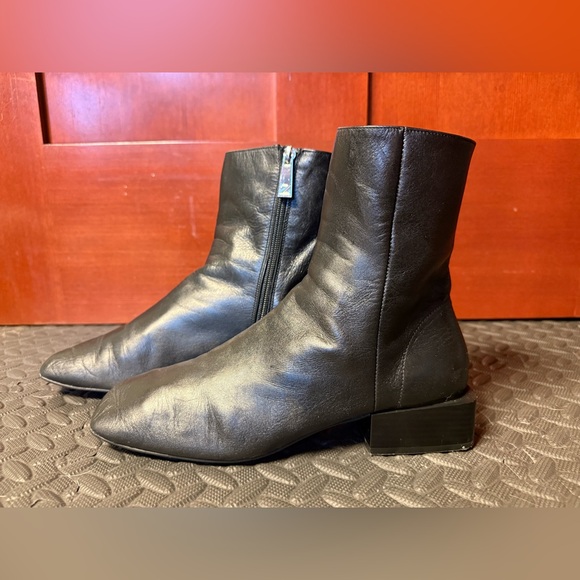 Zara Black Leather Ankle Booties - Picture 3 of 6
